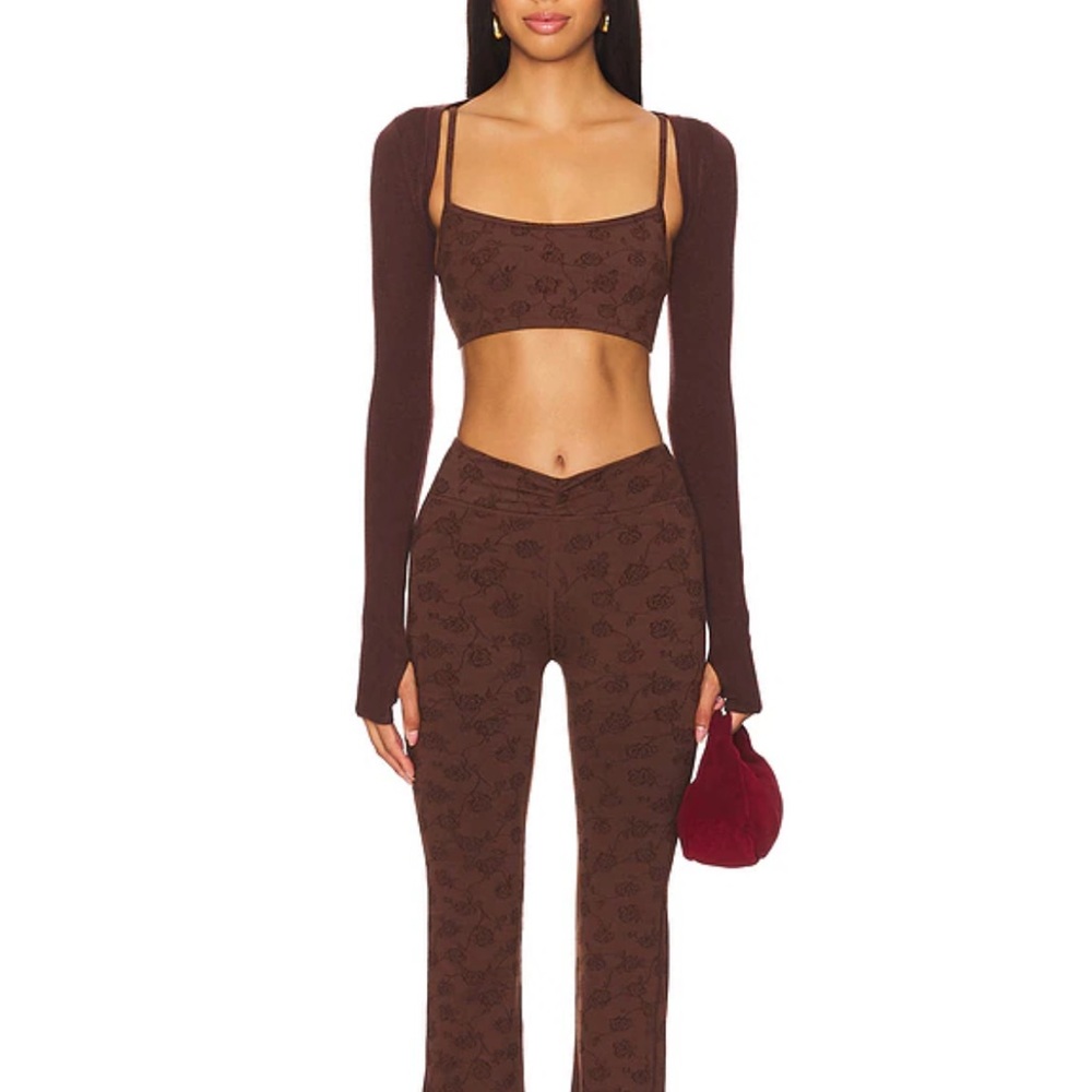 Franki Bikinis Clementine Shine Jacquard Legging in Chestnut